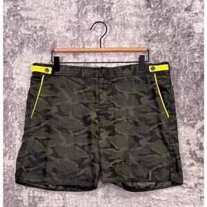 Parke & Ronen Swim Trunks 34 Mens Green Camouflage Mesh Liner 6" Swimwear